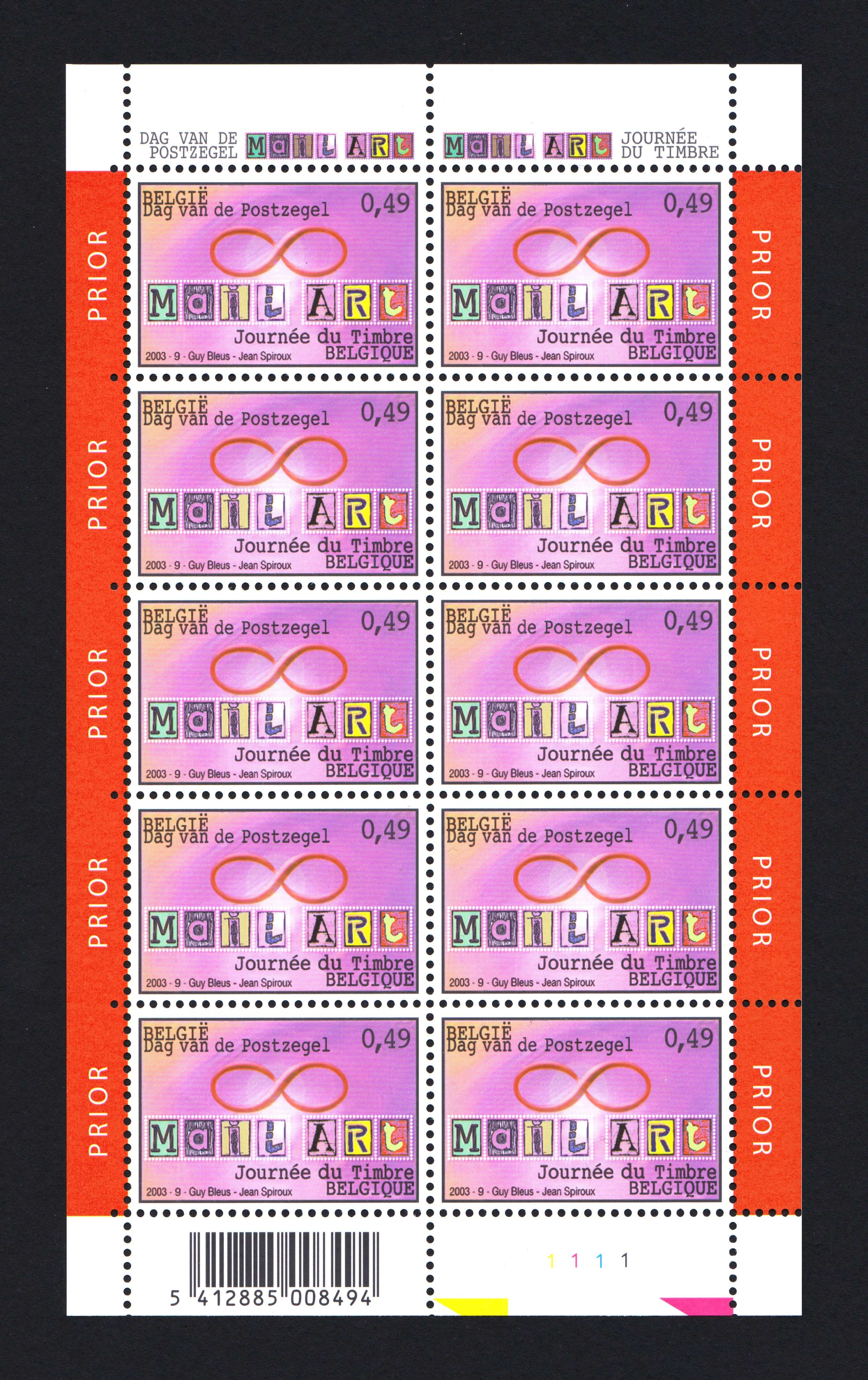 Gianni Simone 4 Mail Art Stamps by Guy Bleus Jean Spiroux 2003